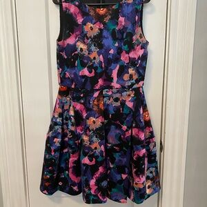 Just...Taylor Pink and Purple Fit and Flare Cocktail Dress